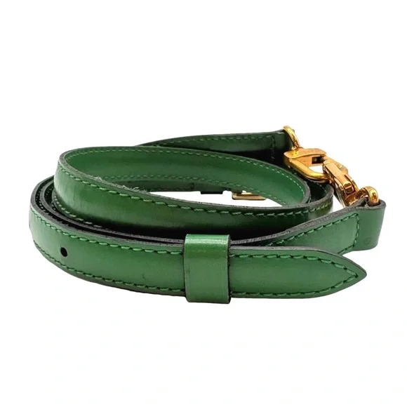 W LOUIS VUITTON Adjustable Borneo Green Leather Strap with Gold Hardware - Picture 2 of 11